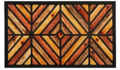 LA KO Fußmatte - hochwertig Fußmatte aus kombinierten Materialien - Türmatte mit modernem Design - verschieden Größen und Farben (Raute braun, 45 x 75 cm) von LA KO
