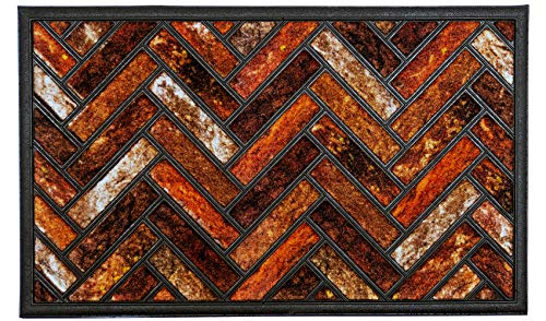 LA KO Fußmatte - hochwertig Fußmatte aus kombinierten Materialien - Türmatte mit modernem Design - verschieden Größen und Farben (Vintage, 45 x 75 cm) von LA KO