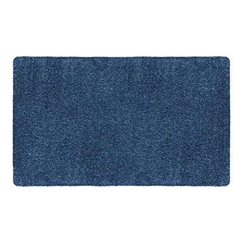 LA KO Baumwoll Fußmatte in verschiedenen Größen und Farben - waschbare Fußmatte, angenehm weich (blau, 60 x 100 cm) von LA KO