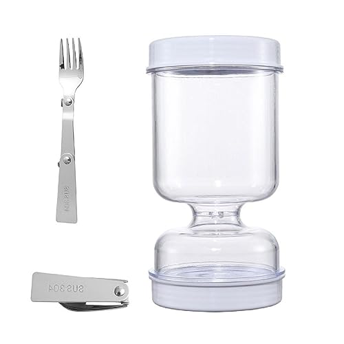 Lamala Gurkenglas Gurkenbehälter Auslaufsicher Gurkensaft Separator Jar Flip Sanduhrhalter Spender Kunststoff Vorratsglas mit Gabel Glas mit Gabel von Lamala