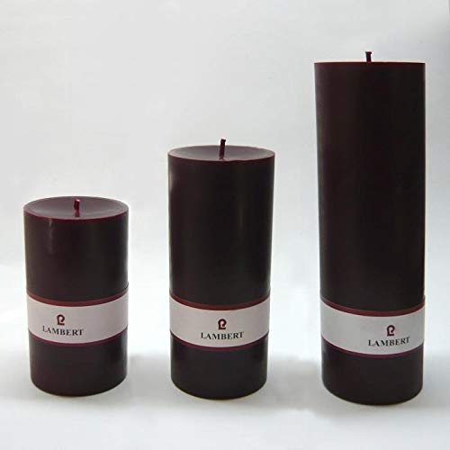 Lambert Kerze rund durchgefärbt dunkelrot, H 18 cm, D 8 cm 39568 von Lambert
