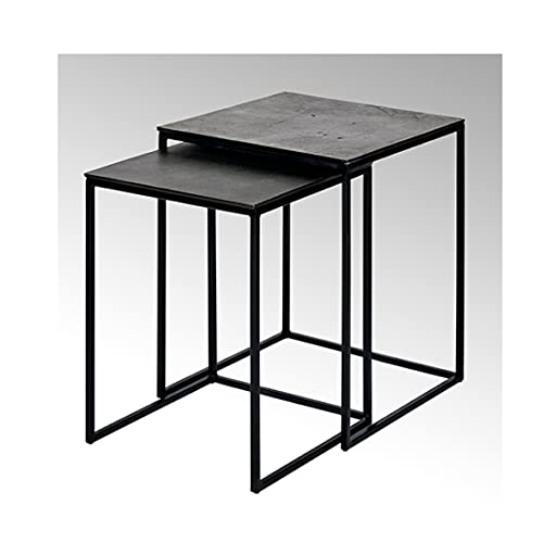 Lambert - Tisch, Beistelltisch - Lago - Eisen, Aluminium - Farbe: schwarz/Graphit - (LxBxH) 35 x 35 x 48/40 x 40 x 52 cm - 2er Set von Lambert