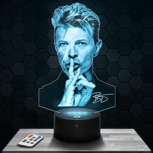 Nachttischlampe - Touch-Nachtlicht D.Bowie 3D-LED-Lampe Illusion, Geschenkidee Weihnachten Geburtstag Junge und Mädchen Nachttischlampe Kinder- oder Erwachsenenzimmer von Lampephoto.fr