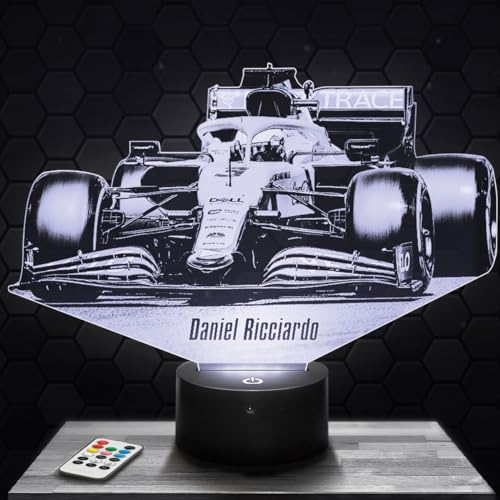 Nachttischlampe - Touch-Nachtlicht Formule 1 D.Ricciardo F1 3D-LED-Lampe Illusion, Geschenkidee Weihnachten Geburtstag Junge und Mädchen Nachttischlampe Kinder- oder Erwachsenenzimmer von Lampephoto.fr