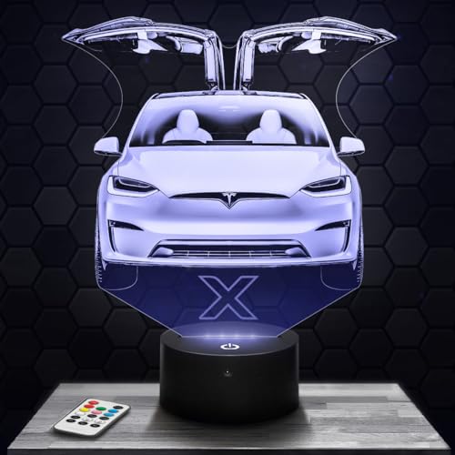 Nachttischlampe Auto T Model X deko Supercar Tuning. Geschenkidee Mann objekt Auto T Model X Nachtlicht Erwachsene deko Zimmer. Weihnachten von Lampephoto.fr