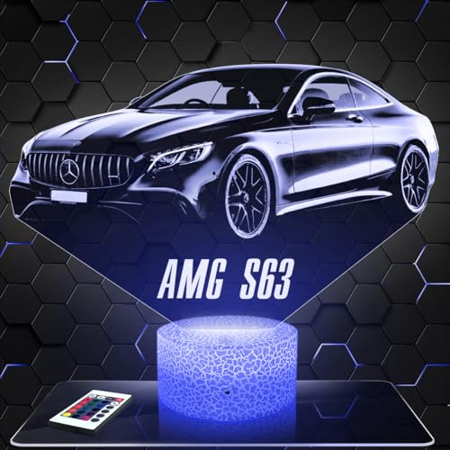 Nachttischlampe - Touch-Nachtlicht Auto Supercar AMG S63 3D-LED-Lampe Illusion, Geschenkidee Weihnachten Geburtstag Junge und Mädchen Nachttischlampe Kinder- oder Erwachsenenzimmer TOP von Lampephoto.fr