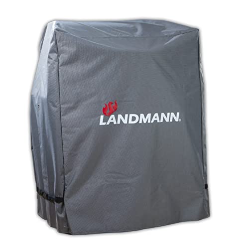 LANDMANN | Grill-Schutzhülle | Grillabdeckung | Wetterfest | M | Grau | Wasserdicht | UV-beständig | Kälteschutz bis -20 °C | Für Geräte mit Aufbaumaßen von ca. 60 x 80 x 120 cm (L x B x H) von Landmann