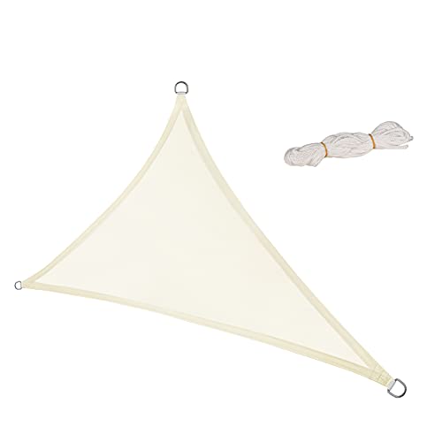 Laneetal Sonnensegel 2,5x2,5x3,5m dreieckig 160g/m² Polyester Sonnenschutz Schattenspender UV Schutz für Garten Balkon Terrasse Creme von Laneetal