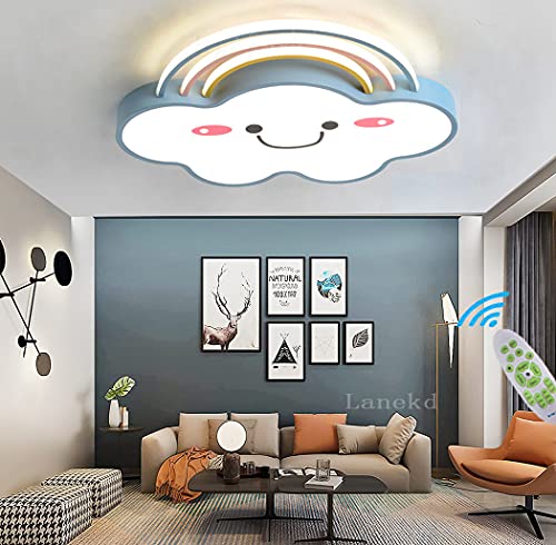 Deckenleuchte LED Moderne Kinderlampe Kinderzimmer Jungen Mädchen Deckenlampe Regenbogen Wolken Lampe Dimmbar 3000K-7000K Wohnzimmer Pendellampe Mit Fernbedienung Interior Schlafzimmer Decke Lampe von Lanekd