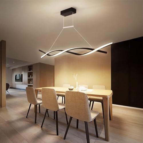 Esstisch Lampen LED Pendelleuchte Esszimmerlampe Wohnzimmer Hängelampe Dimmbar Landhaus Decken Leuchten Moderne Höhenverstellbar Schlafzimmer Büro Bad Küchen Kronleuchter (Schwarz, L80CM) von Lanekd