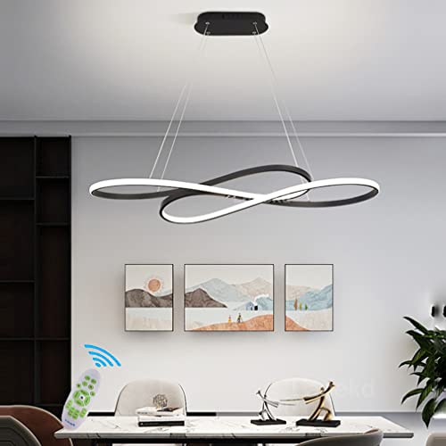 Lanekd Hängeleuchte/Pendelleuchte Schwarz Esstischlampe Esszimmer Hängelampe LED Dimmbar Mit Fernbedienung 36W Wohnzimmerlampe Moderne Höhenverstellbar Büro Küchen Arbeitszimmer Kronleuchter 100CM von Lanekd