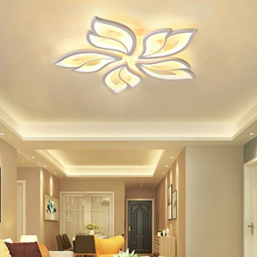 Modern Wohnzimmer Schlafzimmer Deko LED Lampe Deckenleuchte Dimmbar mit Fernbedienung Deckenlampe Blume Design Decke-Pendelleuchte Acryl Schirm für Esstisch Wohn Küche Mädchen Zimmer Bad (L70cm) von Lanekd