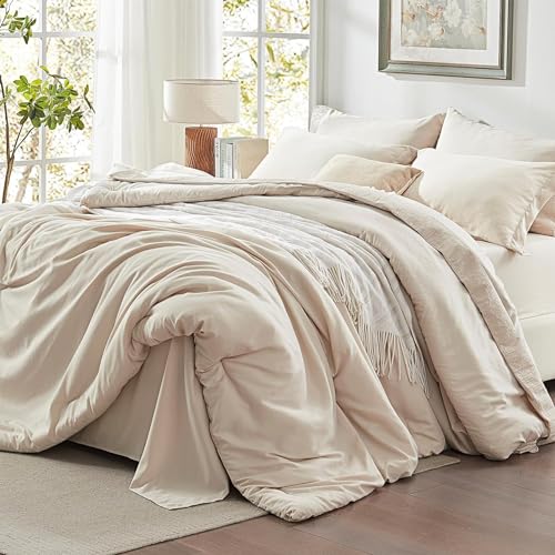 Lanqinglv Bettwäscheset für Einzelbett, einfarbig, ultraweiche Mikrofaser, Bettbezug mit Reißverschluss und 1 Kissenbezug 50 x 75 cm, Beige von Lanqinglv