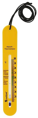 Lantelme® Maischethermometer 20cm selbst sinkend analog Thermometer Brauer Winzer Keltern Mosten mit 90cm Schnur von Lantelme