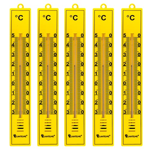 5er Set Zimmerthermometer innen analog aussen Thermometer für Innenräume Zimmer Wohnraum Büro Gartenthermometer Gelb von Lantelme