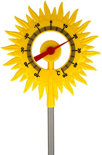 Lantelme Gartenthermometer Sonne mit Metall Erdspieß 60 cm Garten Deko für Außen Kunststoff Thermometer + - 50°C 8109 von Lantelme