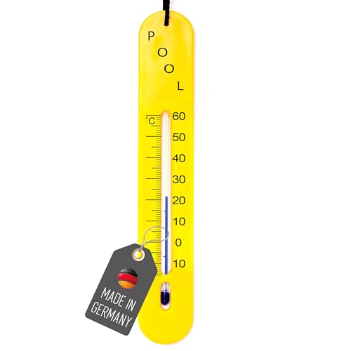 Lantelme Poolthermometer Schwimmbad Thermometer Teichthermometer Whirlpool sinkend Analog Schnur Wassertemperatur Badewanne (Gelb) von Lantelme