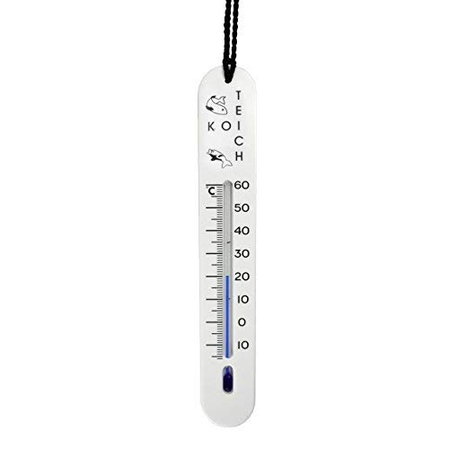 Lantelme Teichthermometer sinkend mit Schnur für Fischzucht für Fische wie Koi Fisch Karpfen Forellen Gartenteich Koizucht analog Teich Thermometer Wassertemperaturmesser 4502 von Lantelme