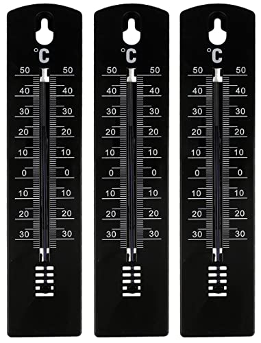 Zimmerthermometer 3er Set Thermometer Innen analog 20cm Zimmer Außen Garten Thermometer Innenräume von Lantelme