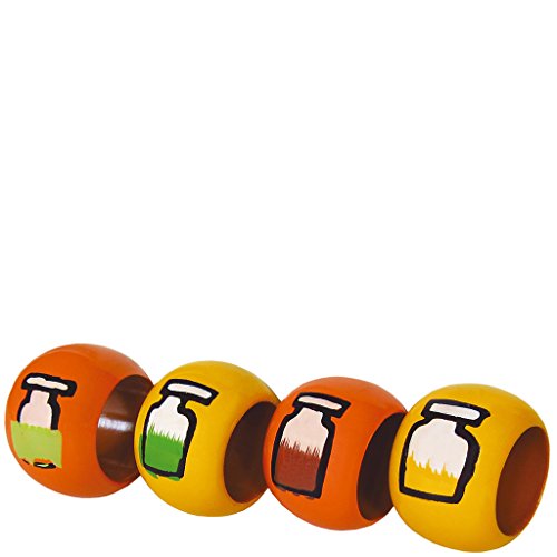 Laroom 12789 – Set 4 Serviettenringe handbemalt Gewürze Reifen, Orange, Gelb von Laroom