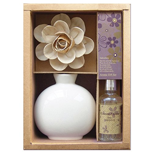 Laroom 13865 – Geschenkset Diffusor rund und Öl Duftöl Lavendel, Weiß von Laroom