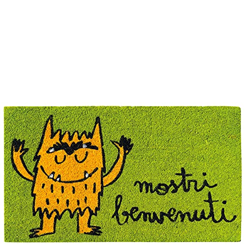 Laroom Fußmatte Mostri Benvenuti Grün, 40 x 70 x 1,8 cm von Laroom