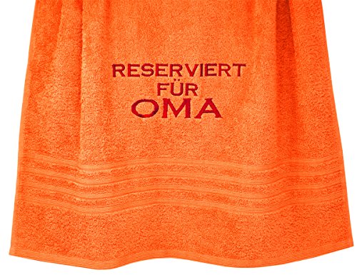 Lashuma Duschtuch Orange London, Handtuch 70x140, Badetuch Bestickt mit Reserviert für Oma von Lashuma