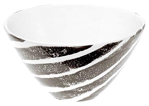 Lashuma Keramik Schale Schwarz Weiß, Salatschüssel Design: Zebra, Nudelschale rund Ø 16 cm von Lashuma