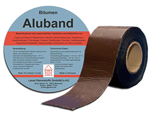 Bitumen Aluband Reparaturband Dichtband Farbe Braun 200 mm Rolle 10 Meter von Latzel Dämmstoffe