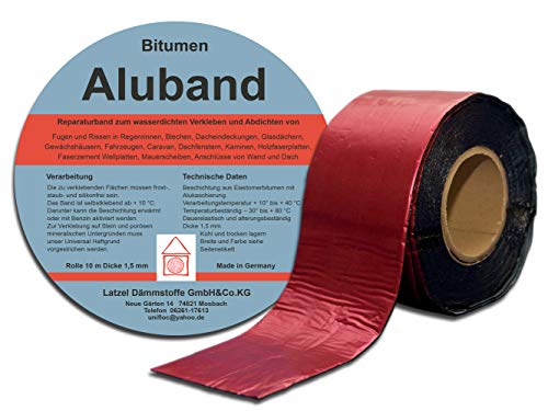 Bitumen Aluband Reparaturband Dichtband Farbe Rot 100 mm - Rolle 10 Meter. von Latzel Dämmstoffe
