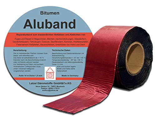 Bitumen Aluband Reparaturband Dichtband Farbe Rot 200 mm - Rolle 10 Meter von Latzel Dämmstoffe