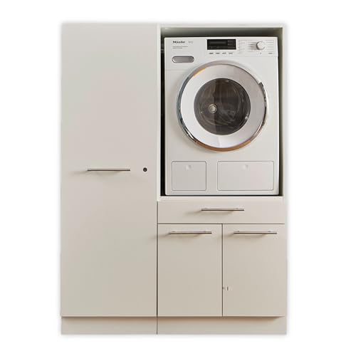 LAUNDREEZY Waschmaschinenschrank und Mehrzweckschrank, Weiß - Waschmaschinen-Überbauschrank TÜV-zertifiziert mit viel Stauraum - 117,5 x 162 x 67,5 cm (B/H/T) von Laundreezy