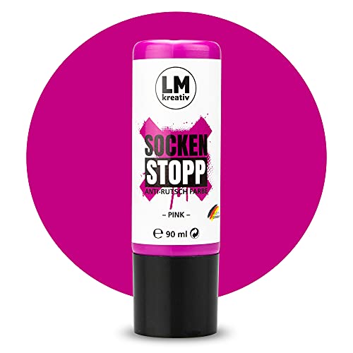 Socken Stopp 90ml (Pink) Socken Stopp Anti Rutsch, ABS Antirutsch, Sock Stop Creme, flüssige Sockensohle, Rutsch-Stop, Sockenstopper Farbe von LM-Kreativ