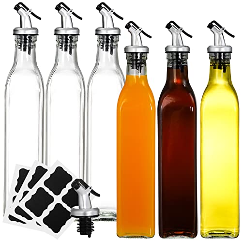 Lawei 6er set Essig- und Ölflasche mit Spender 500ml Essig und Ölspender Set Olivenöl Dispenser mit Anti-Schmutz, Ölflasche aus Glaszum Kochen, Salat, Grillen Zubehör von Lawei