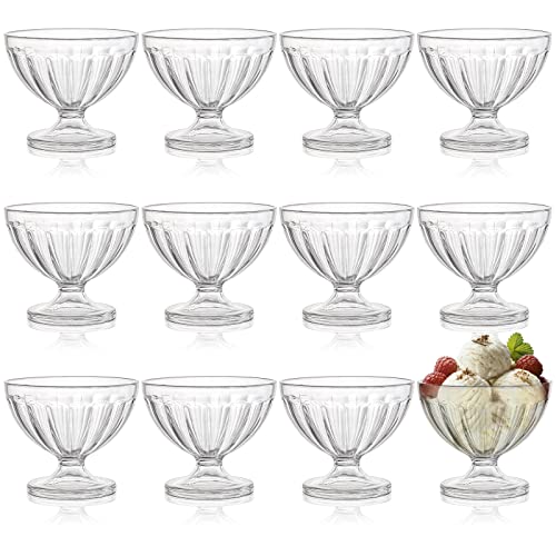 Lawei 12 Stück Eisschalen aus Acryl 240ml Eis Schüssel Set Kunststoff Mini Dessertbecher mit Fuß Eisbecher Dessert Tassen für Dessert Eis Salat Cocktail Gewürze Trifle von Lawei