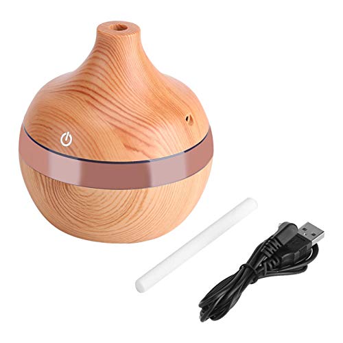 Lazmin Luftbefeuchter, USB LED Touch Holzmaserung Luftbefeuchter Luftreiniger Diffusor mit 7 Farbwechsel (300ml) von Lazmin