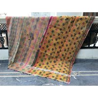 Kantha-Überwurf, Handgemachte Kantha-Decke, Boho-Überwurf, Wendbare Kantha-Quilt, Vintage-Kantha-Quilt von LazuWork