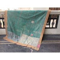 Vintage Kantha Quilt, Handgefertigte Baumwolle Sari Decke, Boho Decke von LazuWork