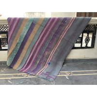 Vintage Kantha Quilt, Sari Decke, Handgemachte Doppelgröße Quilt Bettüberwurf, Recycelter von LazuWork