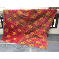 Vintage Kantha Quilt, Sari Decke, Handgemachte Twin Size Bettbezug, Recycelte Kantha, Wendedecke, Ethno Quilt von LazuWork