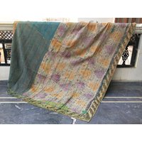 Vintage Kantha Quilts, Patchwork Decke Überwurf Bestickt, Handgemachte Quilt Bettwäsche, Wende Überwurf von LazuWork