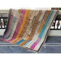 Vintage Kantha Quilts, Patchwork Decke, Werfen Bestickt, Handgemachte Quilt Bettwäsche, Wendedecke von LazuWork
