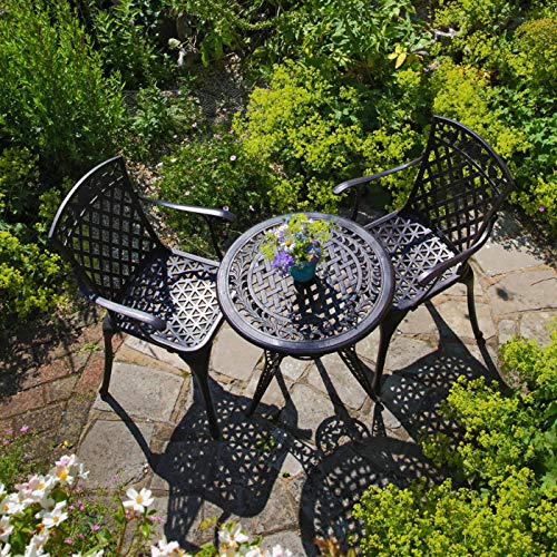 Lazy Susan Furniture, Ivy-Bistro-Tisch aus Aluguss mit 2 Stühlen, Garten-Set, antik-bronze, aluminium, .Stone, 2 x Kate chairs von Lazy Susan