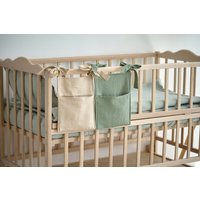 Natürliche Leinen Krippe Organizer, Baby Taschen Windeln Beige Kinderzimmer Lagerung, Hängende Salbei Tasche von LazyBunnyStudio