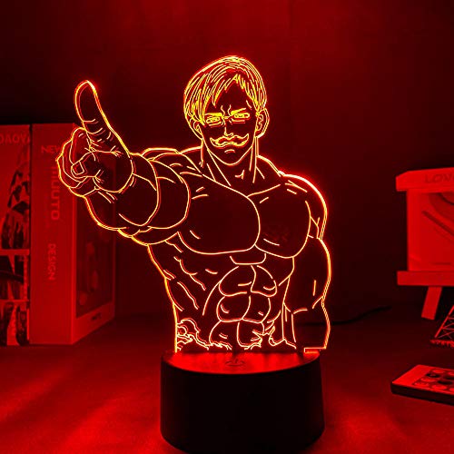3D Anime Illusion Lampe Die sieben tödlichen Sünden escanor RGB Bunte LED Nachtlicht für Schlafzimmer Dekor Atmosphäre Kind Geburtstagsgeschenk-16 Farbe mit Fernbedienung von Lbvrgg