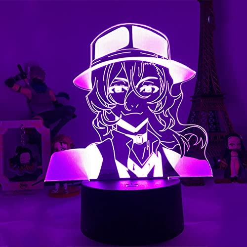 3D Anime Illusion Licht Bungo - Nakahara Chuuya Streune Hunde LED RGB Bunte Nachtlampe Schlafzimmer Dekoration Kind Geburtstagsgeschenk-EIN_7 Farben Keine Fernbedienung von Lbvrgg
