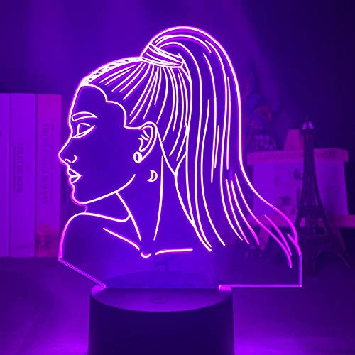 3d Nachtlicht Sänger Ariana Grande für Fans Schlafzimmer Dekoration Atmosphäre Licht Touch Sensor LED Farbe Ändern Schreibtischlampe-7 Farben Keine Fernbedienung von Lbvrgg