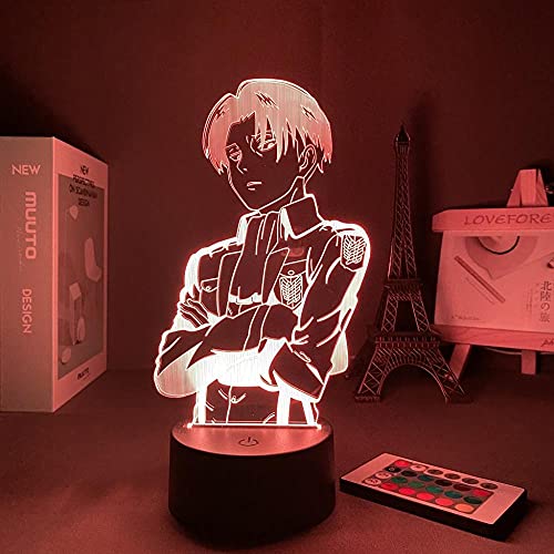 Anime Angriff auf Titan Acryl 3D Illusion Lampe Raumdekor Tischlampe Captain Levi Ackerman Figur Nachtlicht Kind Geburtstagsgeschenk-7 Farben Keine Fernbedienung von Lbvrgg