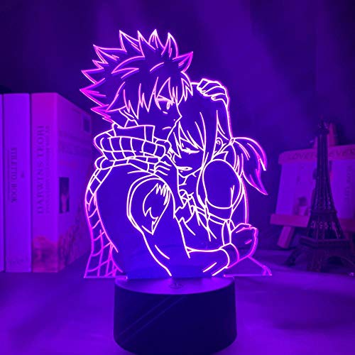 Anime Fairy Tail Natsu Dragneel und Erza 3D Nachtlicht Bunte Acryl LED Illusion Lampe Kid Room Decor Schlaf Licht Geburtstagsgeschenk-16 Farbe mit Fernbedienung von Lbvrgg