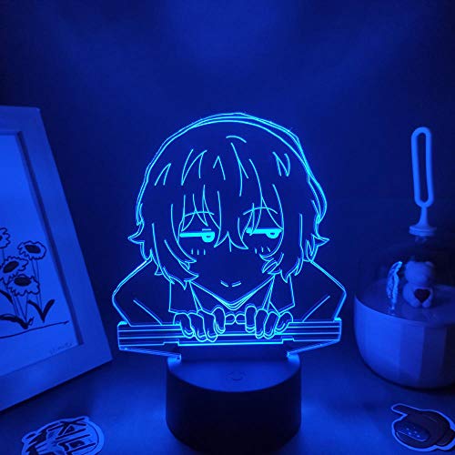 Anime Figuren Streune Hunde Ossamu Dazai Lampe 3D Sleeve LED RGB Nachtlichter Geburtstag Schlafzimmer Tischdekoration Illusion Licht-16 Farbe mit Fernbedienung von Lbvrgg
